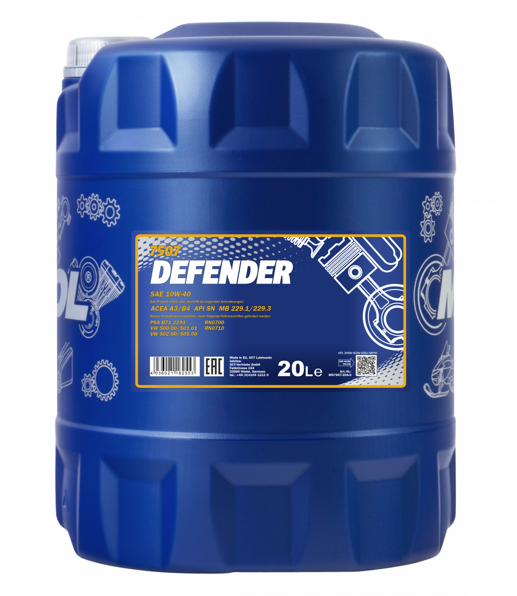 5L MANNOL Defender 10W-40 Motoröl + Auslaufschlauch
