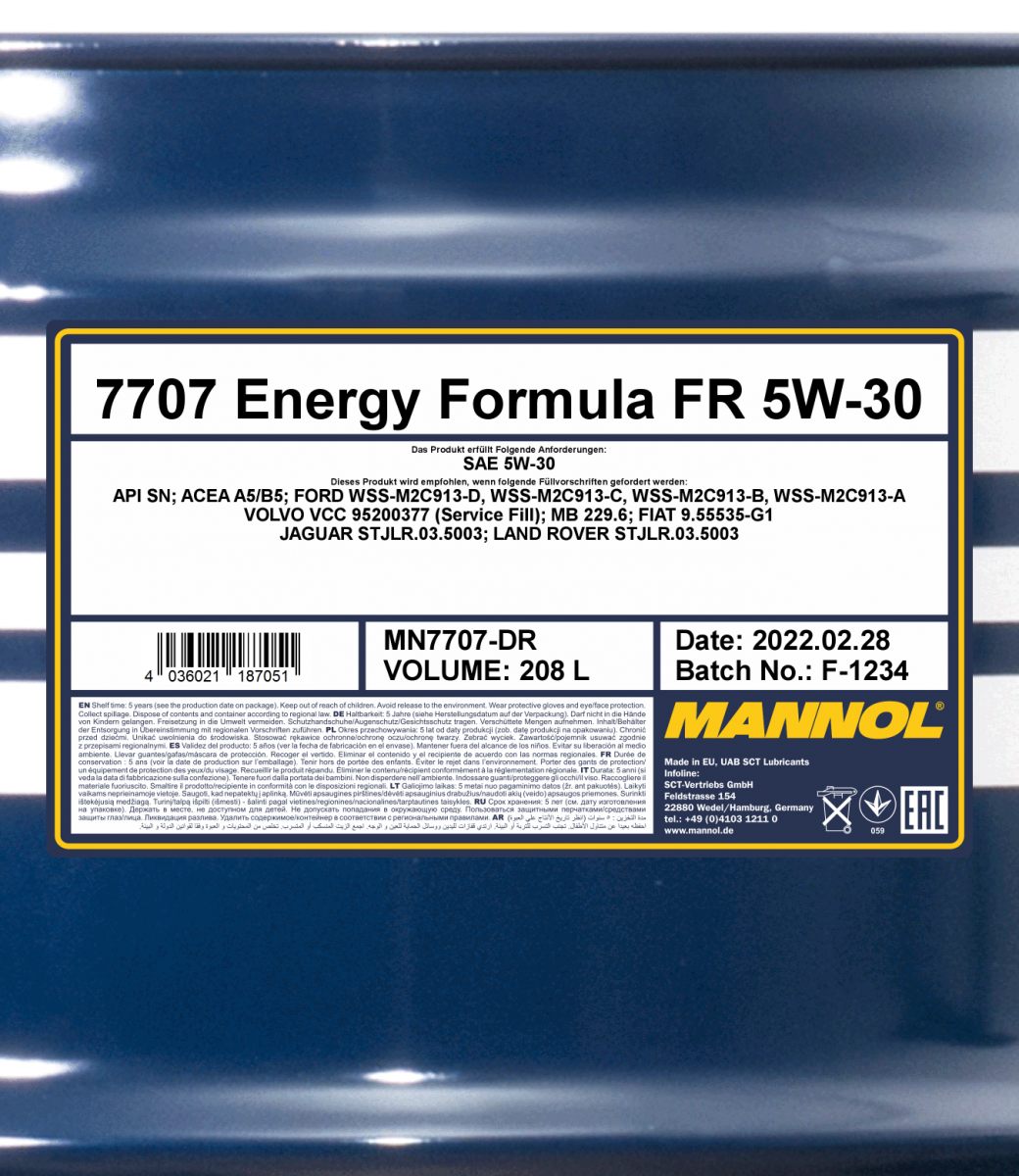 Mannol 5W-30 full synthetic premium engine oil - MN7707 (5L)