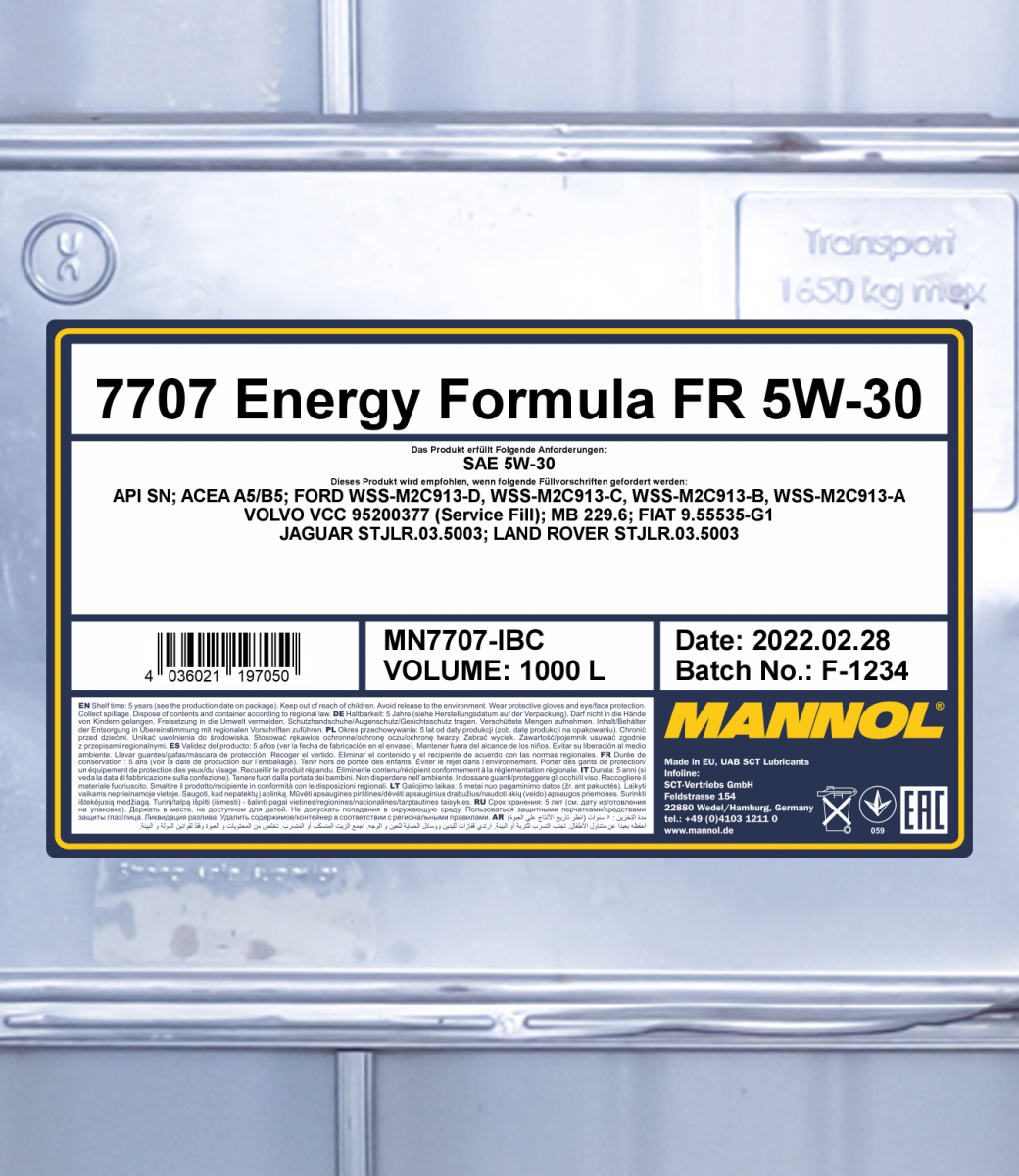 MANNOL Formula FR previously : OEM 7707 5W30 For FORD VOLVO (Made in  GERMANY) - 4L Fully Synthetic Engine Oil (HC)