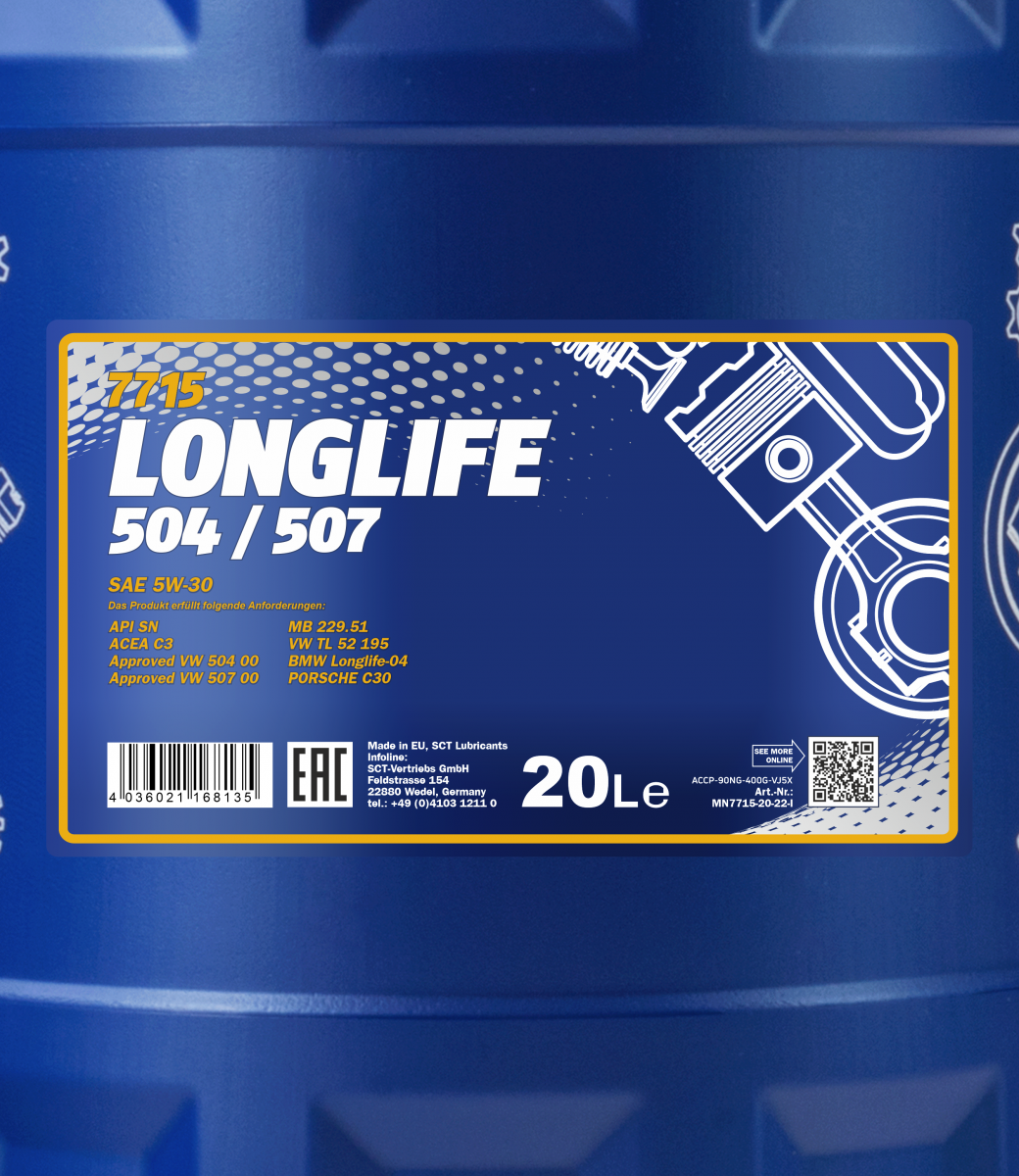 Mannol Longlife 504/507 Engine Oil Can 5L