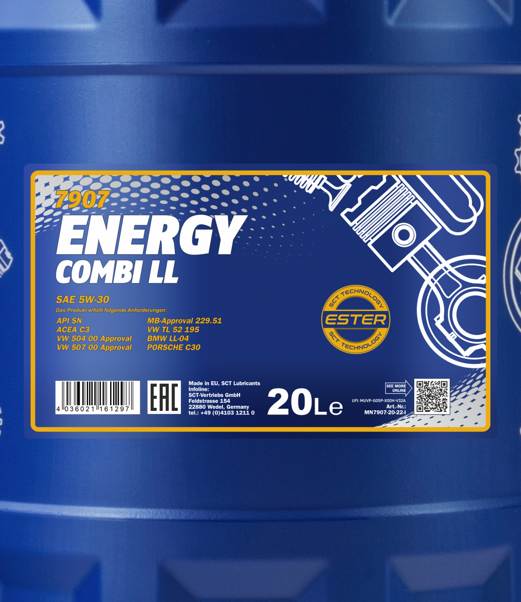 Engine Oil MANNOL 5W-30 Energy Combi LL 2 X 4 liters buy online b, 50,95 €