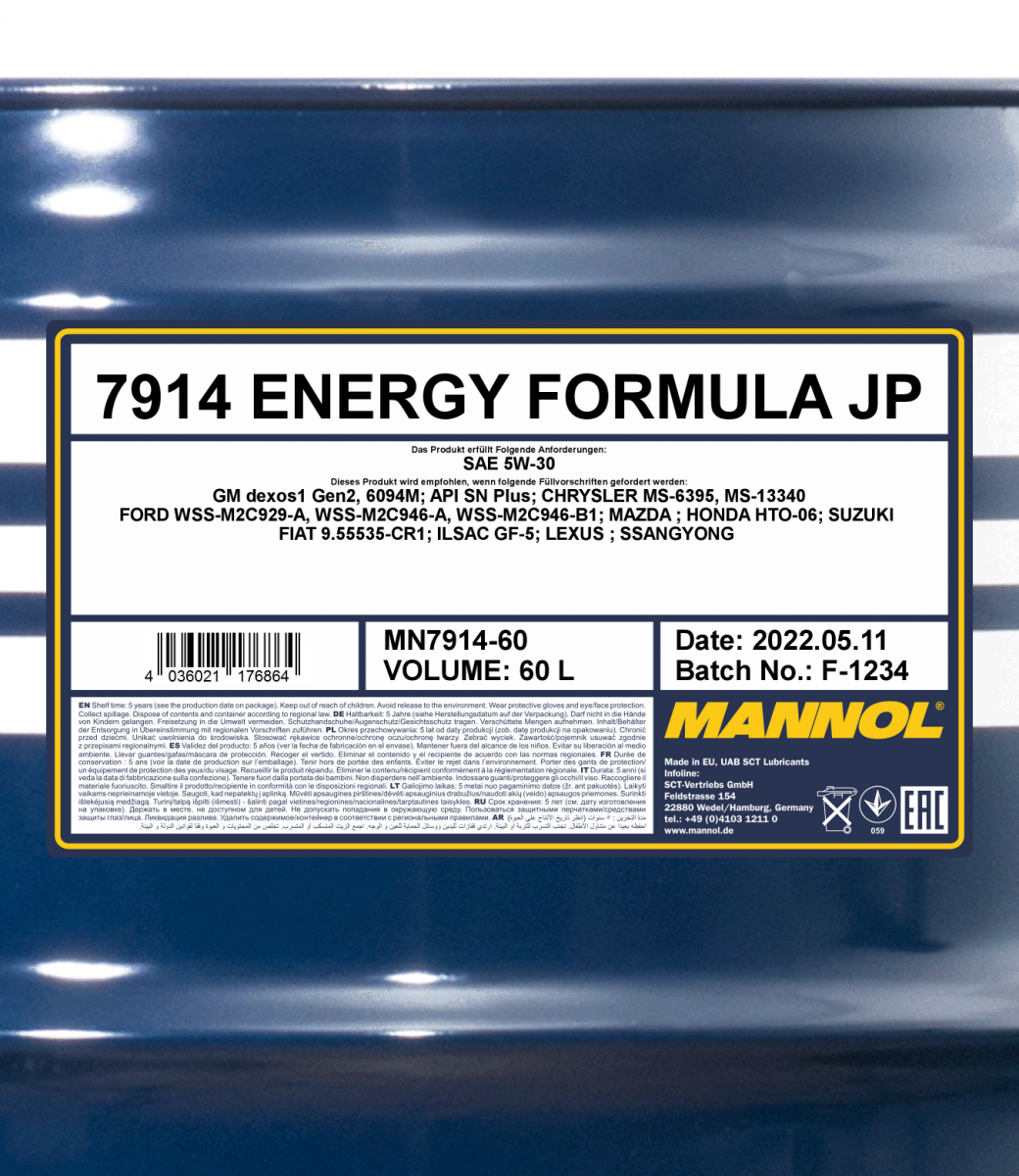 4x MANNOL 5W-30 Energy Formula FR, 5L
