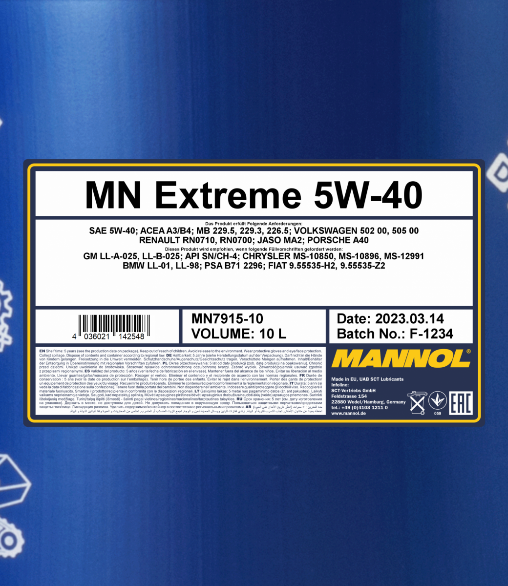 Huile moteur MANNOL EXTREME 5W40 5l, MN7915-5